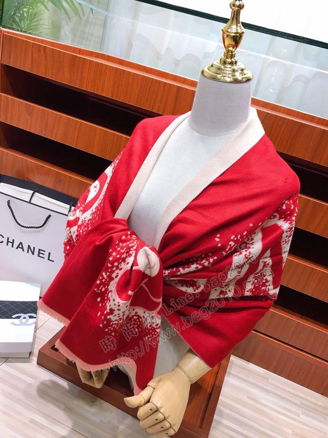 CHANEL圍巾 2019年新品素雅山茶花 香奈兒羊絨混紡長圍巾 CHANEL女圍巾  llwj6610